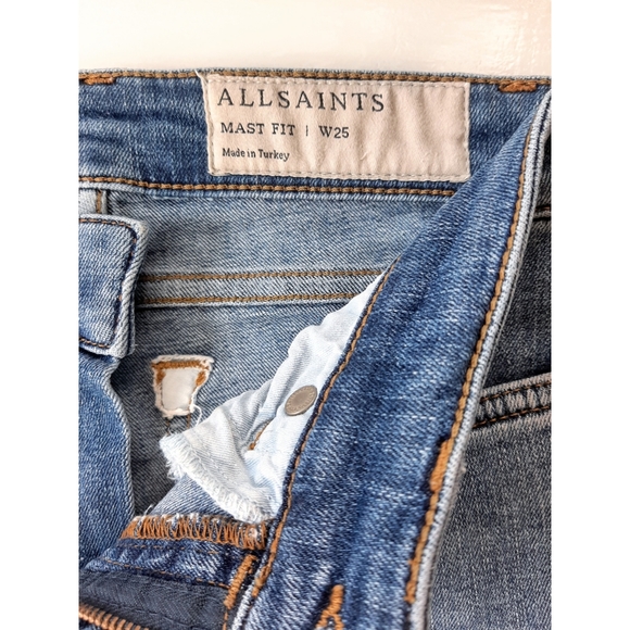 All Saints Mast Skinny Jean's With Frayed Hem 25 - Picture 7 of 9